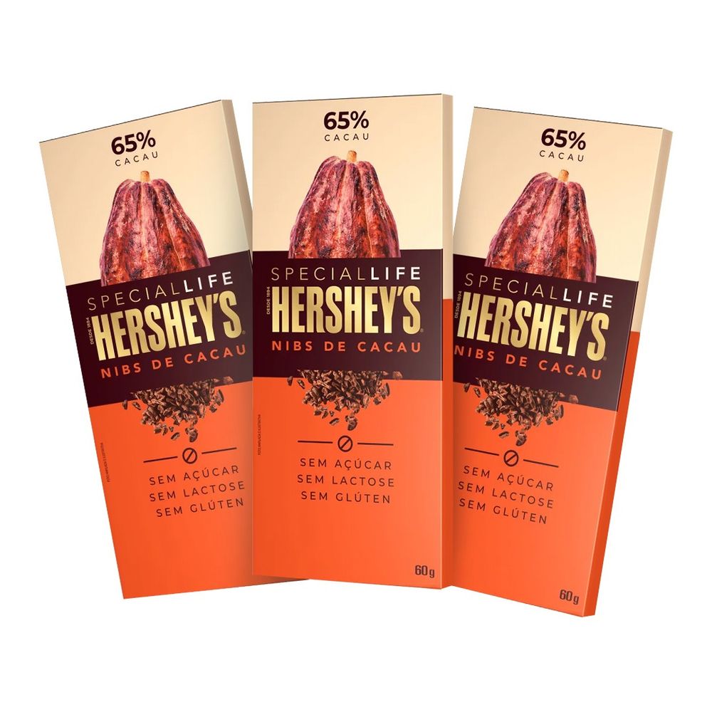 Kit 3 un. Chocolate Special Life vegano 65 Hershey's 60g Hersheys